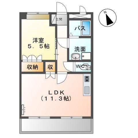 リバーブリーズ・天辰(1LDK/1階)の間取り写真