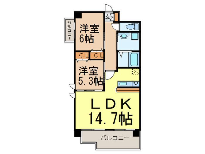 AJOUTER GLYCINE葵(2LDK/2階)の間取り写真