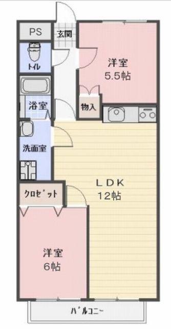 PARKSIDEリマティーR(2LDK/1階)の間取り写真