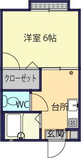 ユニヴェール(1K/1階)の間取り写真