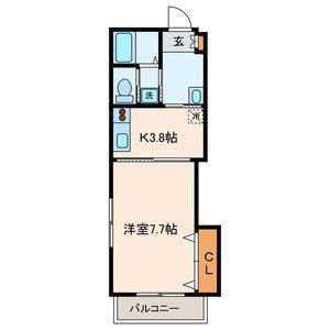 カサブランカN(1K/1階)の間取り写真