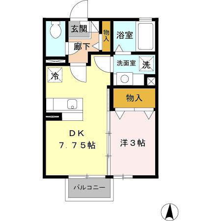 フェリーチェA(1DK/2階)の間取り写真