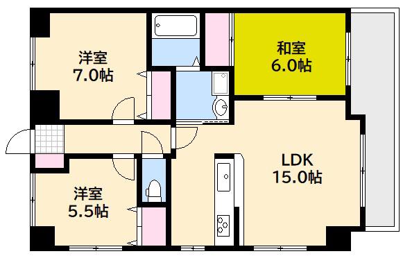 ロイヤルガーデン(3LDK/6階)の間取り写真