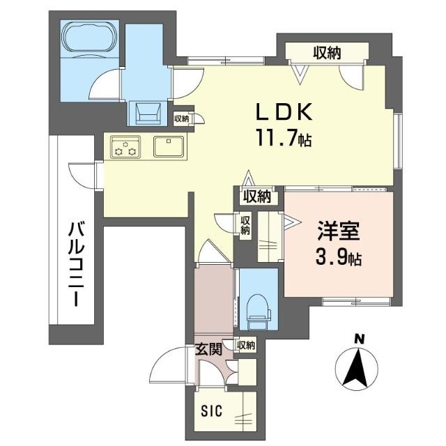 ジョイアークス横濱反町(1LDK/4階)の間取り写真