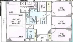麻布広尾ナショナルコート(3SLDK/7階)の間取り写真