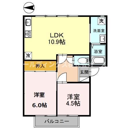 フレグランス メイビー A棟(2LDK/1階)の間取り写真