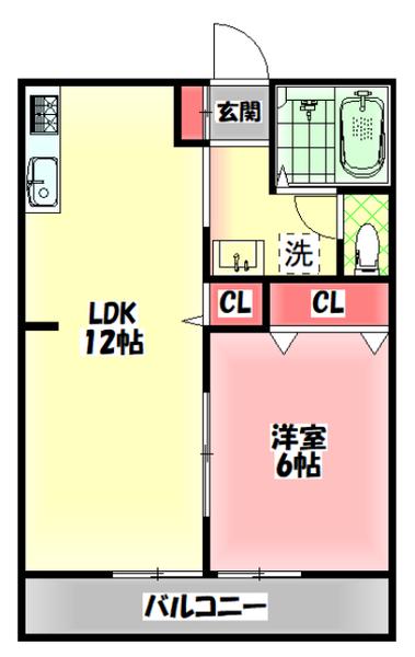 サンハイツⅠ(1LDK/2階)の間取り写真