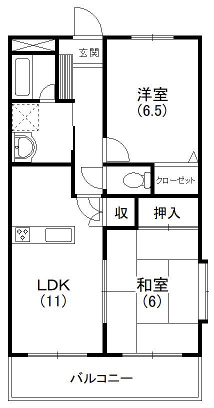 フェリス南平(2LDK/4階)の間取り写真