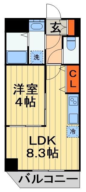 チェリーブロッサム(1LDK/2階)の間取り写真