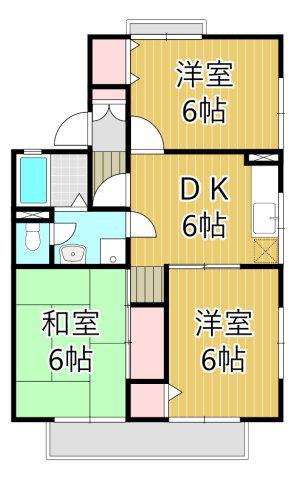 セジュールI(3DK/2階)の間取り写真