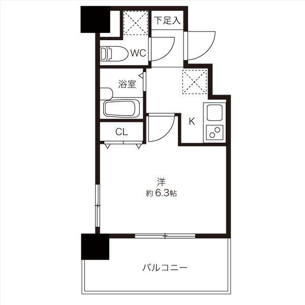 DELCCS日本橋浜町(1K/4階)の間取り写真