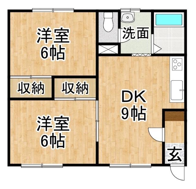 コーポジュネス(2LDK/2階)の間取り写真
