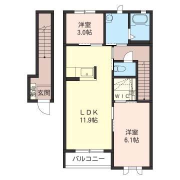 NIIYA鵠沼S(2LDK/2階)の間取り写真
