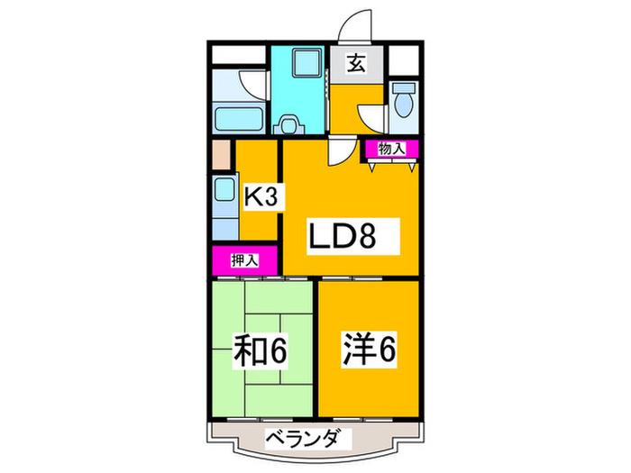 ジュネス参番館(2LDK/1階)の間取り写真