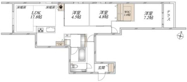 給田4丁目メゾン(3LDK/1階)の間取り写真