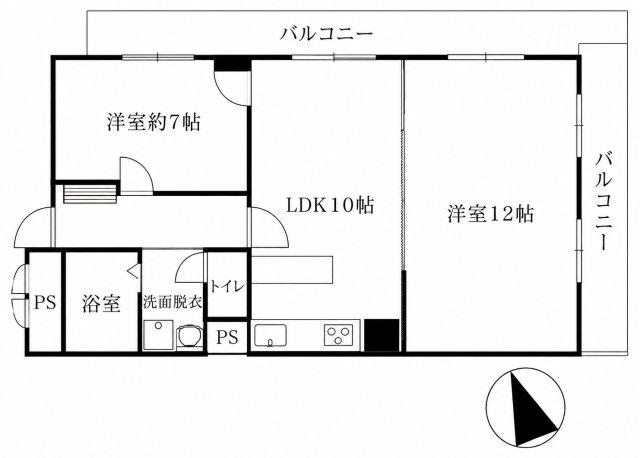 夙川台グリーンマンション(2LDK/5階)の間取り写真