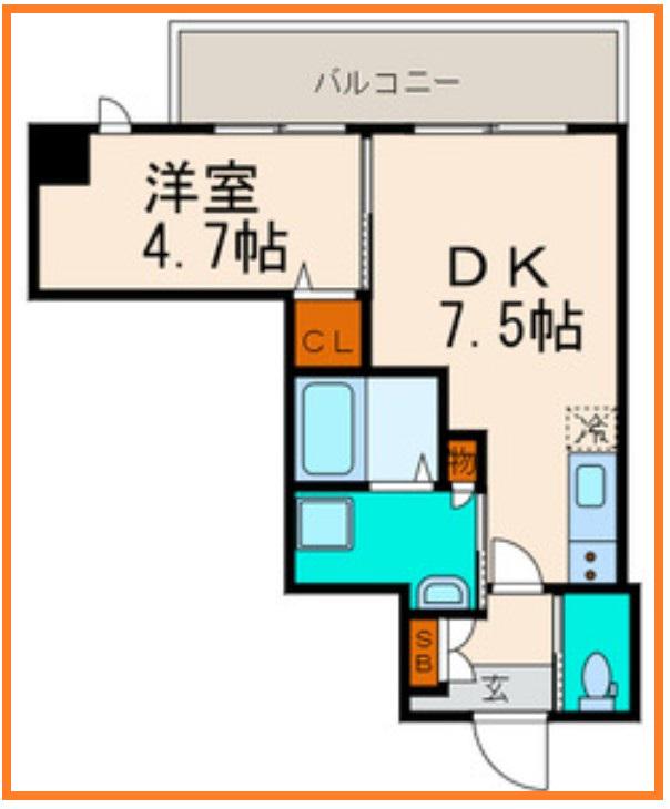 メゾンTADO(1DK/4階)の間取り写真