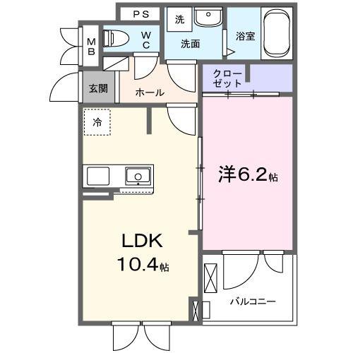 ポルチュラーカ(1LDK/2階)の間取り写真