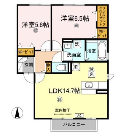 フローラ(2LDK/1階)の間取り写真