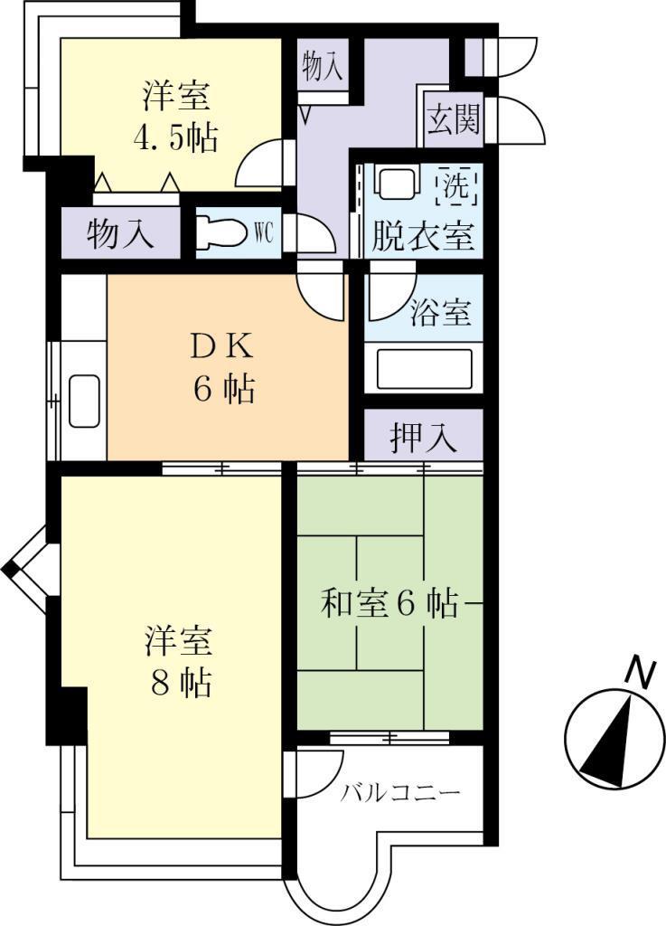 マノワール二の宮(3DK/5階)の間取り写真