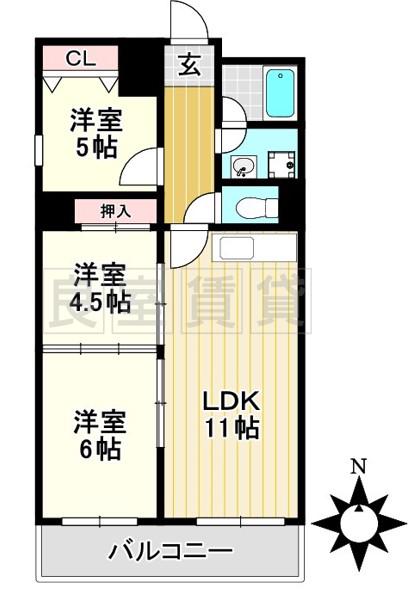 ハイライズ瑞穂(3LDK/3階)の間取り写真