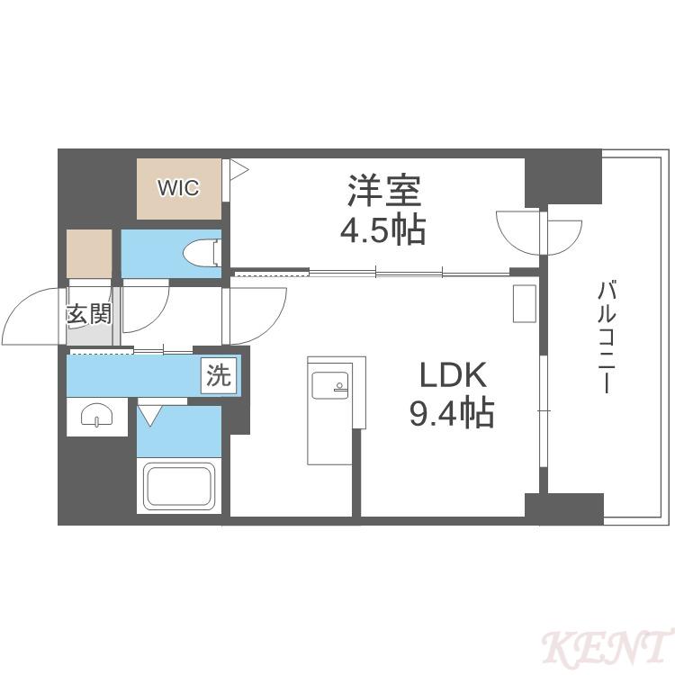 プライマル札幌桑園旧サムティ桑園レジデンス(1LDK/9階)の間取り写真