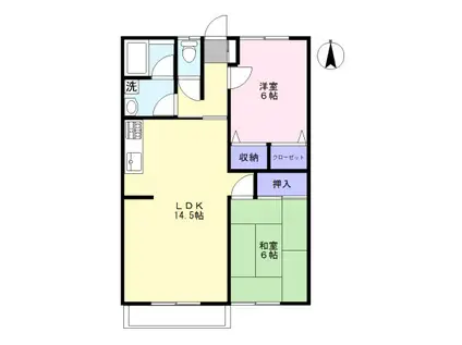 ロイヤルハイツ春日(2LDK/1階)の間取り写真