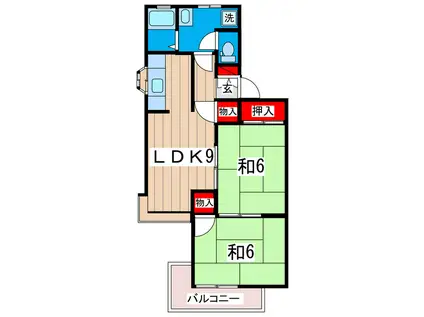 宮本ハイツ A(2LDK/1階)の間取り写真