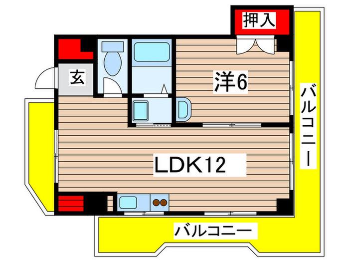 シャトーのむら(1LDK/5階)の間取り写真