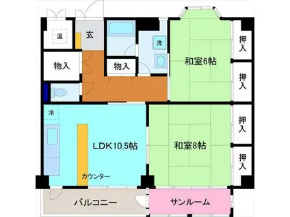 コーポヨシダII(2LDK/3階)の間取り写真