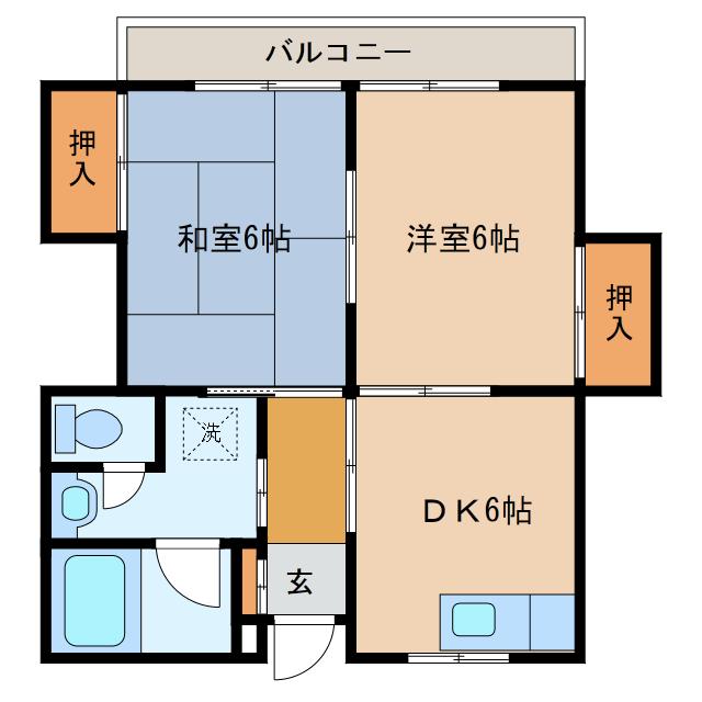 青木ビレッジ(2DK/2階)の間取り写真