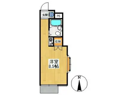 キャッスル桜井(ワンルーム/1階)の間取り写真