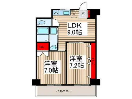 コーワハイツ(2LDK/2階)の間取り写真