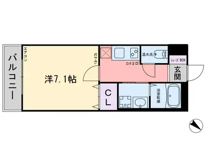 アライブパレス元浜(1K/3階)の間取り写真