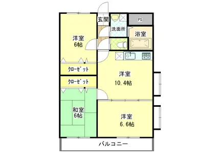 シャトー・パルテノン(3DK/1階)の間取り写真