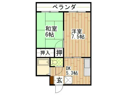 コーポしんどう(2DK/2階)の間取り写真