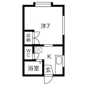 セーザン(1K/1階)の間取り写真
