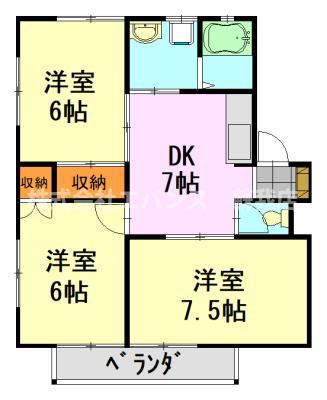 ハイツヤマダ(3DK/1階)の間取り写真