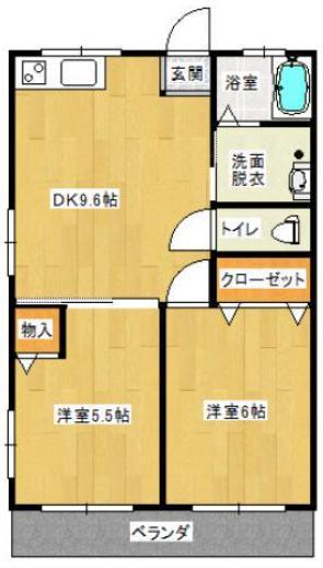長友平四郎アパート(2DK/2階)の間取り写真