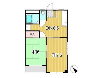 平成マンション(2DK/1階)の間取り写真
