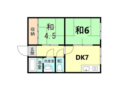 風見鶏第1フラワー館(2DK/3階)の間取り写真