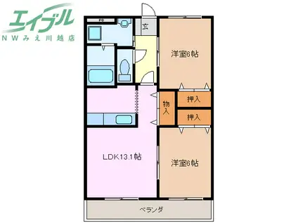 メゾン・ド・ローレライ(2LDK/2階)の間取り写真