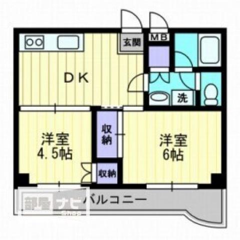 グランツ西古松II(2DK/2階)の間取り写真