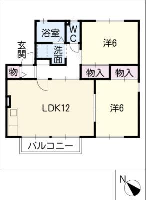 エイトファーム知立B(2LDK/2階)の間取り写真