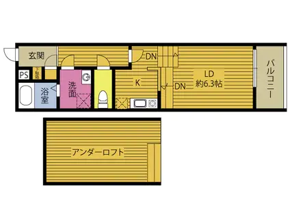 REGINA碩田(1K/2階)の間取り写真
