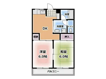 メゾン石橋(2DK/2階)の間取り写真