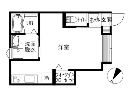 INTEGRAL WELL(ワンルーム/1階)の間取り写真