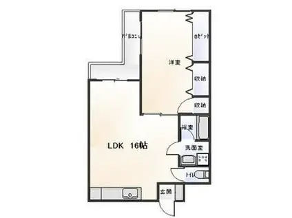 グランドハイツダイケー(1LDK/2階)の間取り写真