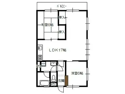 テラヤママンション(2LDK/1階)の間取り写真
