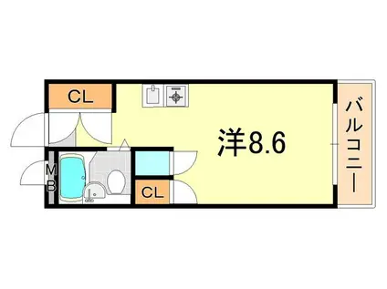プレジール有瀬(ワンルーム/3階)の間取り写真